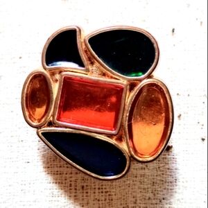 Vintage Up-Cycled Hand Crafted Geometric Costume Brooch / Pin